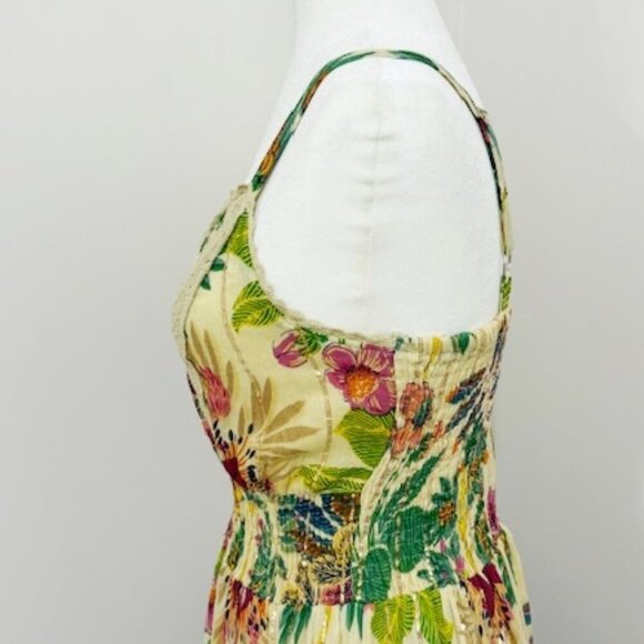 Anthropologie Me 2 Magic Yellow Tropical Floral Sleeveless Maxi Dress Size M NWT - Picture 3 of 7